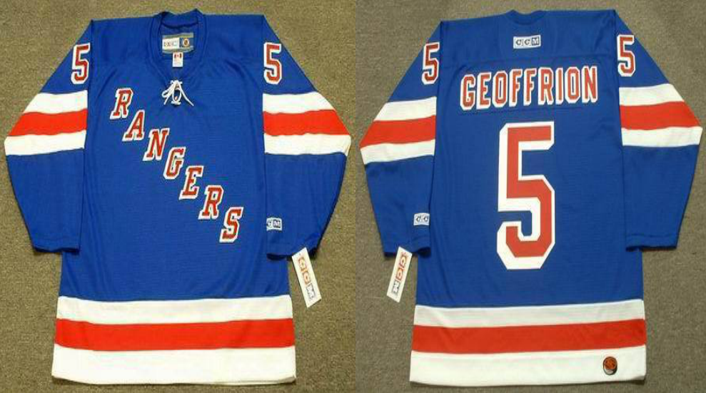 2019 Men New York Rangers #5 Geoffrion blue CCM NHL jerseys